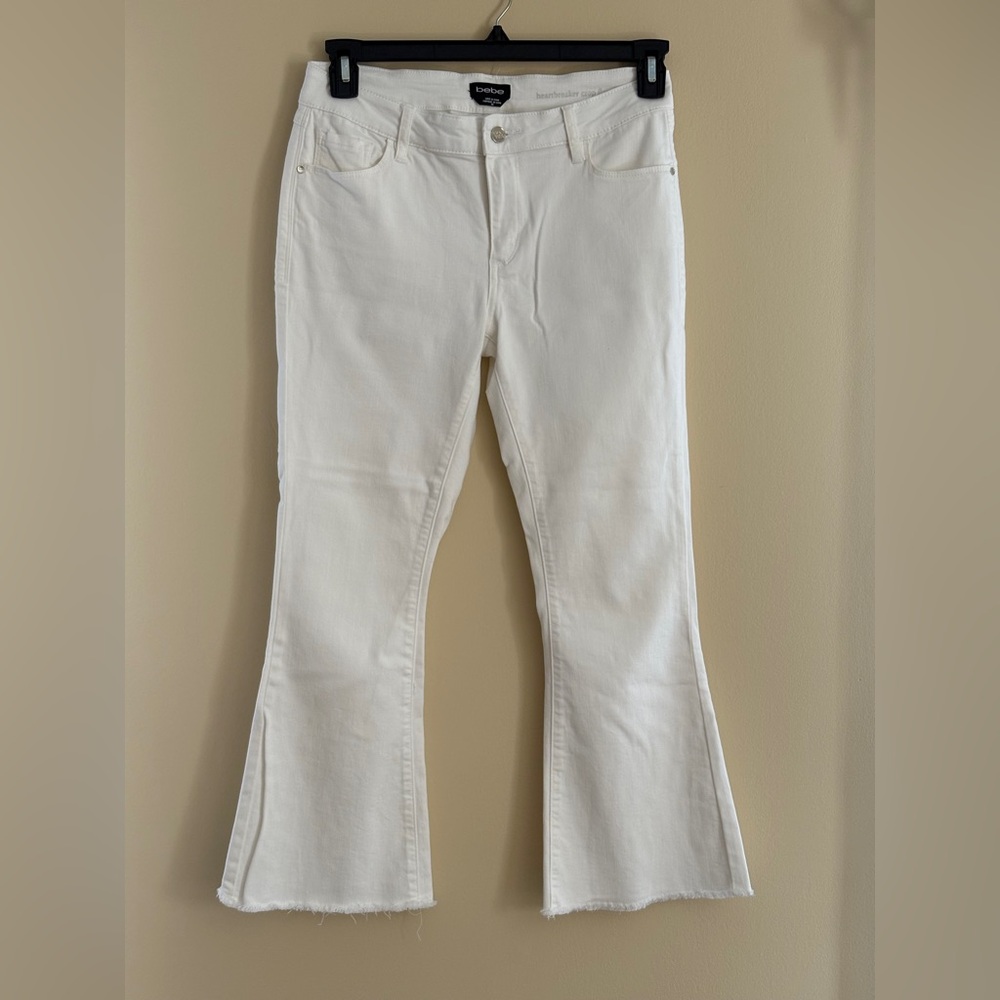 bebe White Flared Jeans